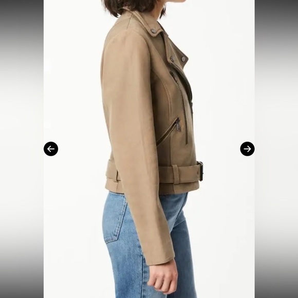 Bernardo Spessa Moto Leather Biker Jacket Taupe - Picture 4 of 16